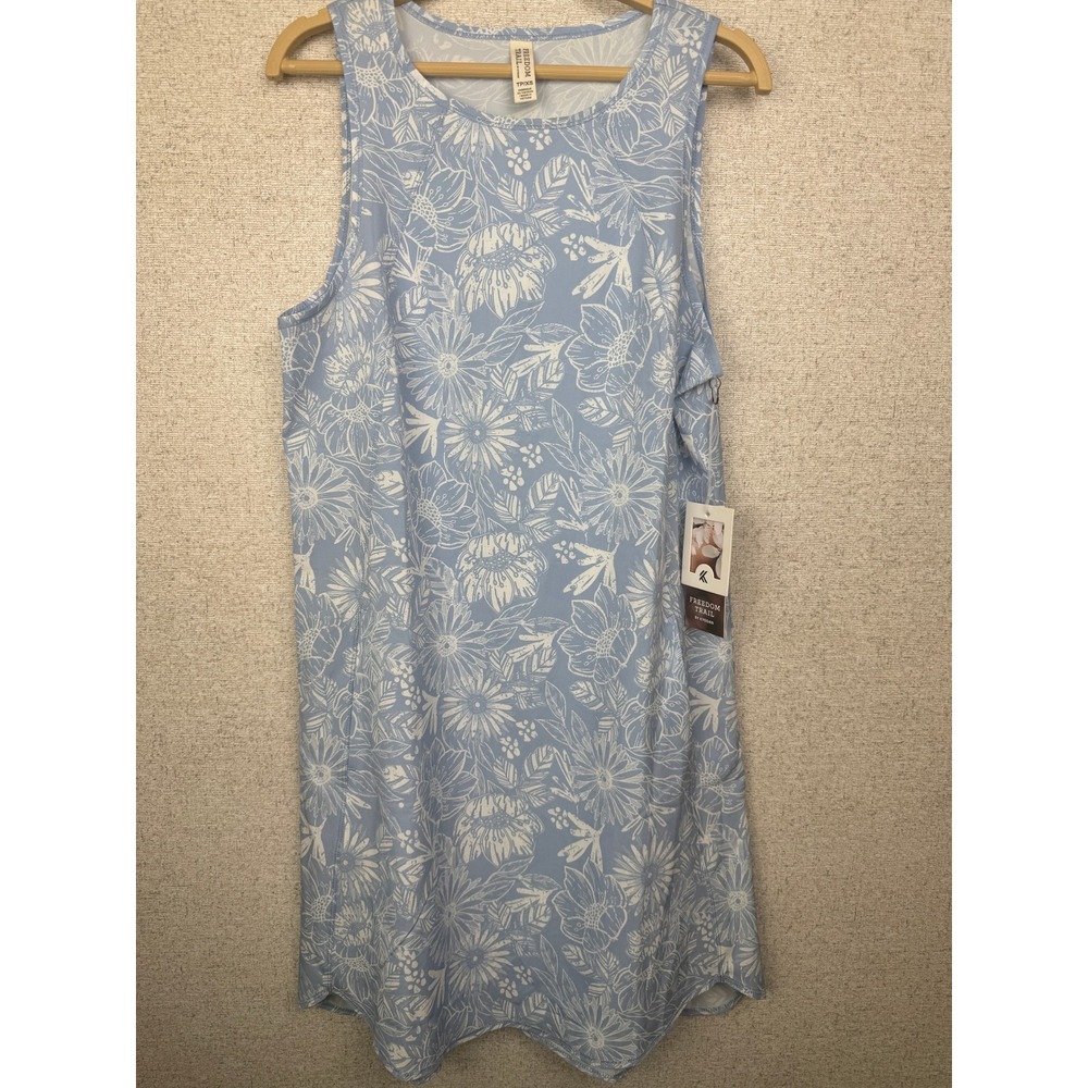 NWT Kyodan‎ Freedom Trail XS Blue Floral Sleeveless Athletic Tank Dress Pockets
